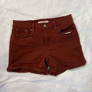 Levi's Shorts Womens W28 Brown Mid Length Mid Rise Cuffed Stretch Denim Casual
